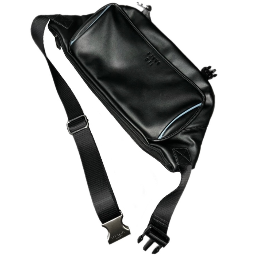 Ted Baker Cobbra Unisex Black Belt Bag Blue Trim - Picture 5 of 15